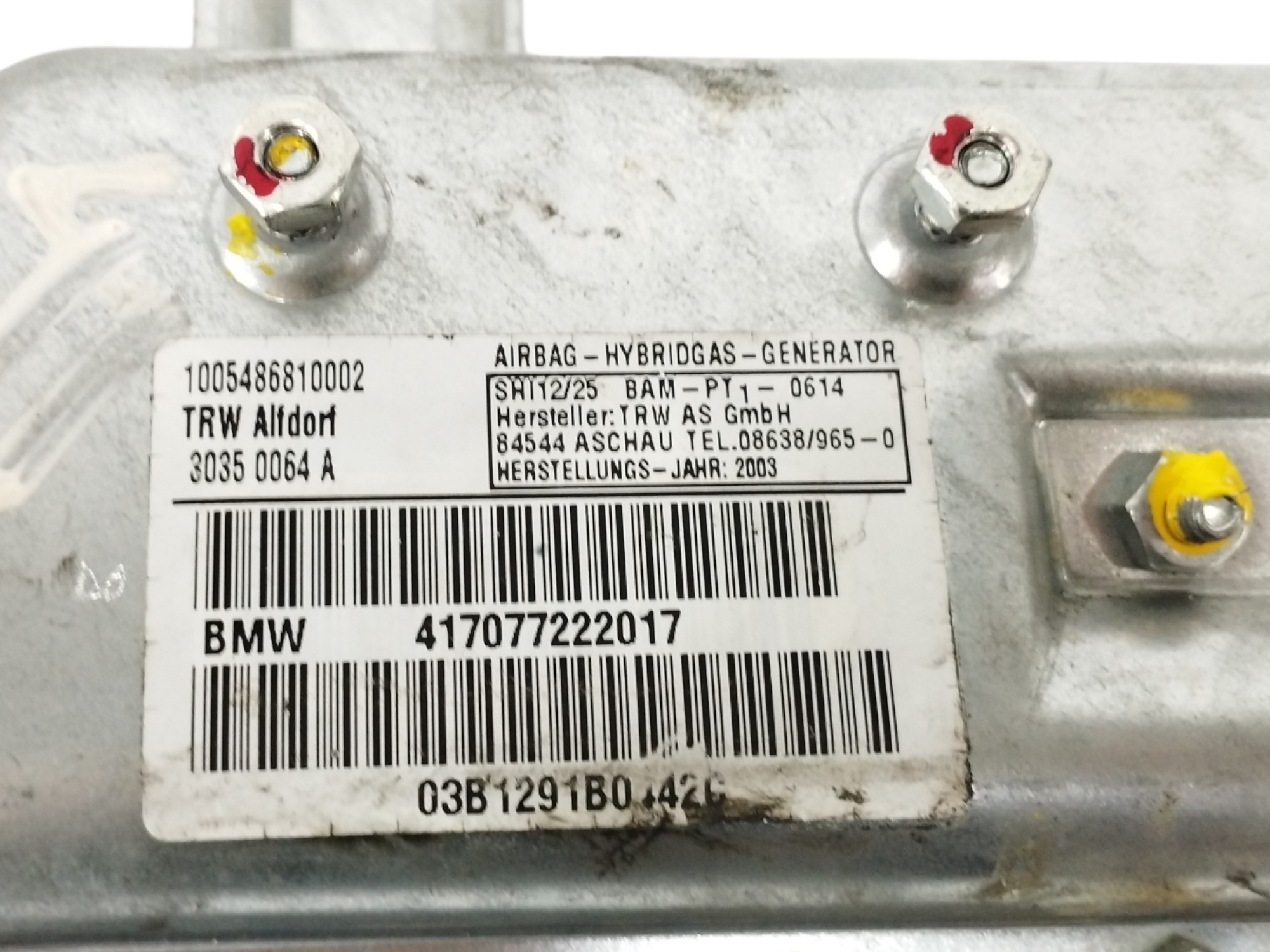 AIRBAG LATERAL TRASERO DERECHO