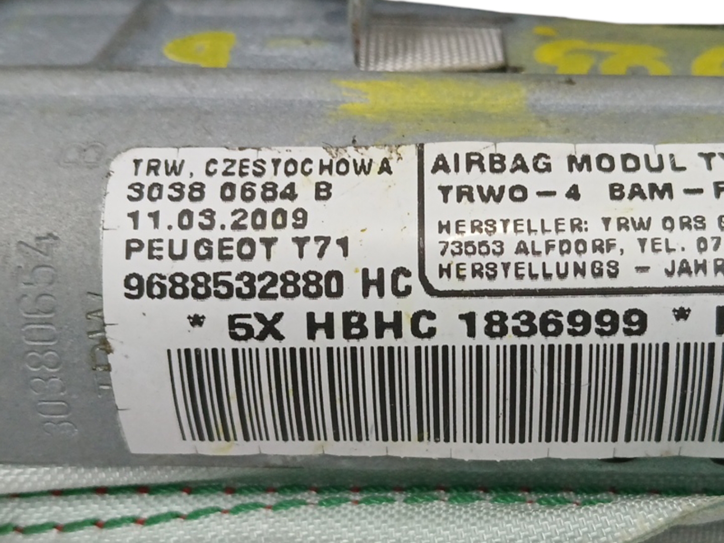 AIRBAG CORTINA DELANTERO DERECHO 